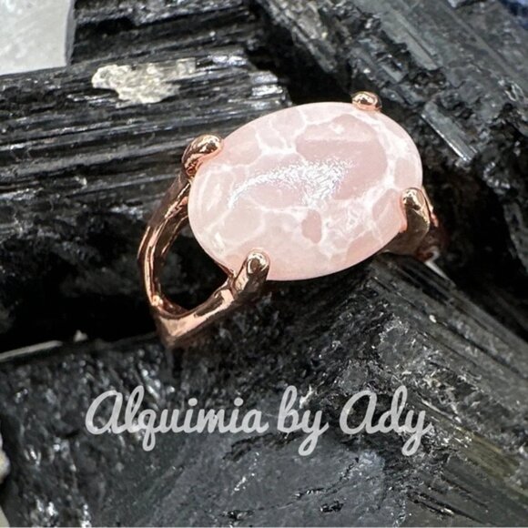Alquimia Jewelry - Pink  Ocean jasper rose gold  gem ring